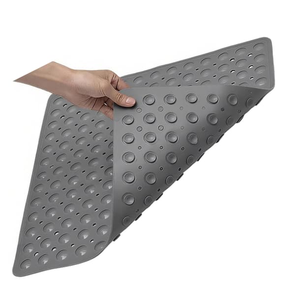 Halkfri duschmatta med sugkoppar, mögelresistent halkfri duschmatta, maskintvättbar, 53 * 53 cm (grå)