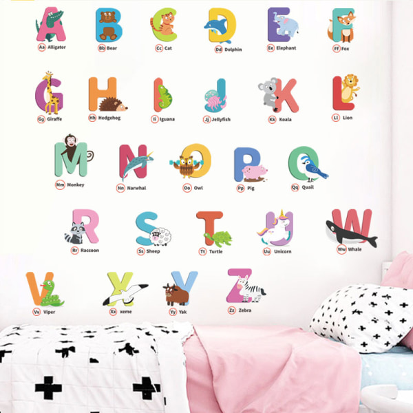 Väggklistermärken Engelska alfabetet ABC och Super Heroes Letters Wall