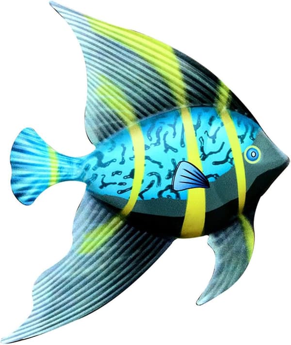 Metallfisk veggkunst utendørsdekor (blå)