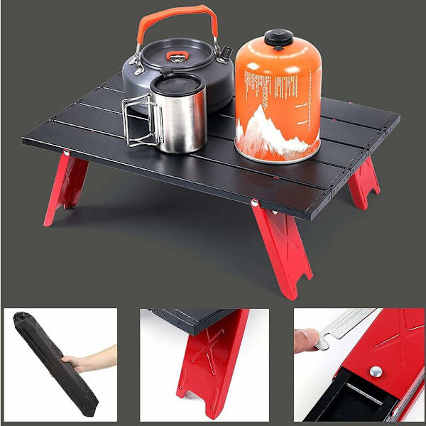 Fällbart bord, bärbart fällbart campingbord, strandbord, kompakt multifunktionsbord, aluminium bordsskiva, lämplig för utomhusbruk, camping, stapling, grillning, strand