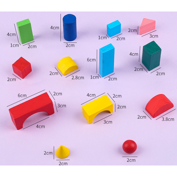 Träbyggklossar - 34 st flerfärgade