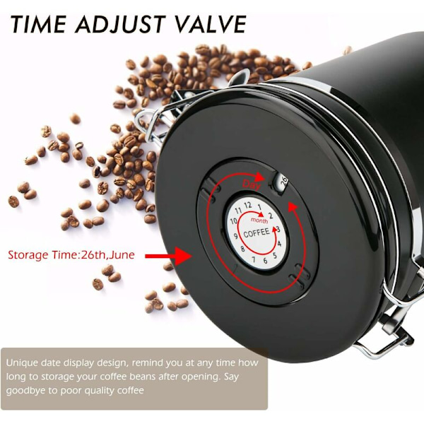 1,5 L rustfrit stål opbevaringsbeholder til kaffe, te, kakao