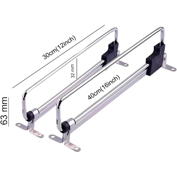 Udtrækkelig Garderobeskaft, Teleskopisk Garderobe, Rustfrit Stål, til Nemt Valg af Tøj (Størrelse: 40 cm)