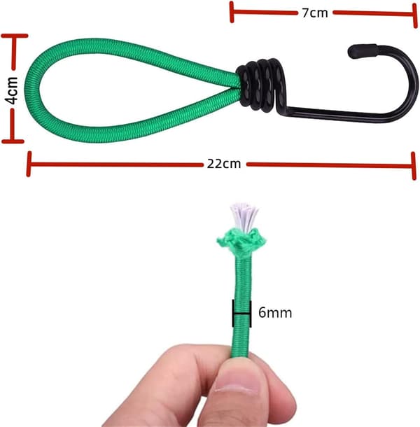Elastiske reb med kroge, elastisk reb, mini elastisk reb, 8 stk.