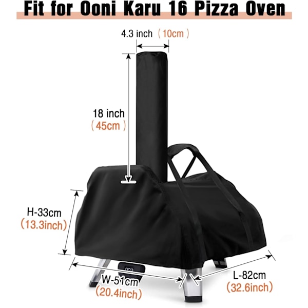 Ooni Karu 16 Pizzaovnsdæksel, Vandtæt, Vejrbestandigt, Bærepose, Oxfordstof, Pizzaovn, Bærepose, Tilbehør