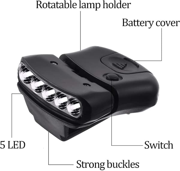 6 stk. Clip-hovedlamper Hovedlamper Hjelm Tilbehør 5 LED Rot
