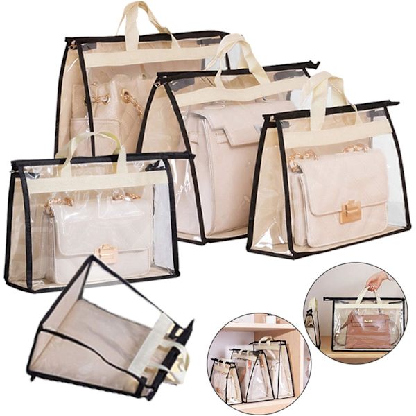 Handväskförvaring, Handväskförvaringsväska Transparent Dammsäker Handväskförvaringsväska för Hängande Garderob med Dragkedja (5-pack)