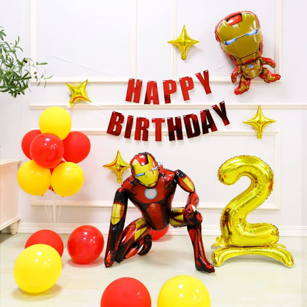Bursdag Ballongdekorasjoner, Iron-Man Oppblåsbare Lateksballonger, Avengers Folieballong Superhelt Festdekorasjoner, for Bursdagsfester, Temafest
