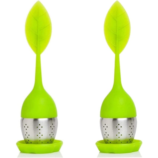 2 stk. Silikon Teinfuser, Infuser Te Blad, Te Sil, med Silikon Håndtak, Moderne Blad Design, for Siling Te