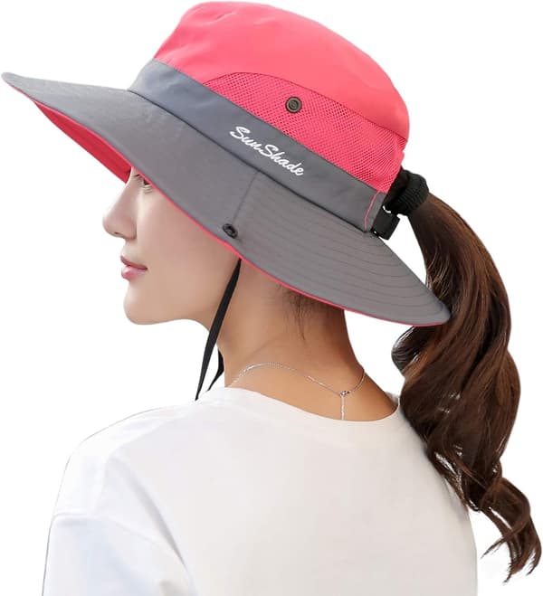 Dame Hestehale Solhat UV Beskyttelse Foldbar Mesh Bred Skygge Strandhat