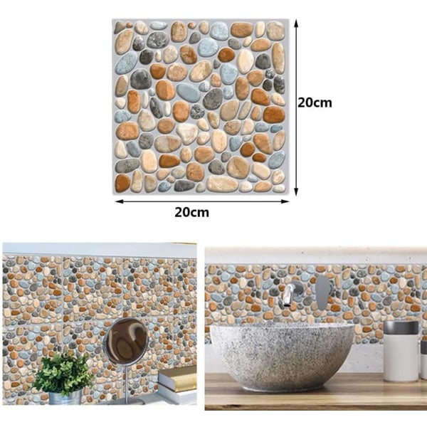 18 delar vattentäta självhäftande kakelklistermärken, små stenar