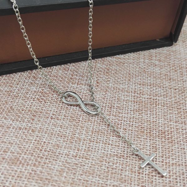 2pack-Silver Plated Simple Cross Pendant Choker Necklace Simple Tiny Necklace för kvinnor flickor