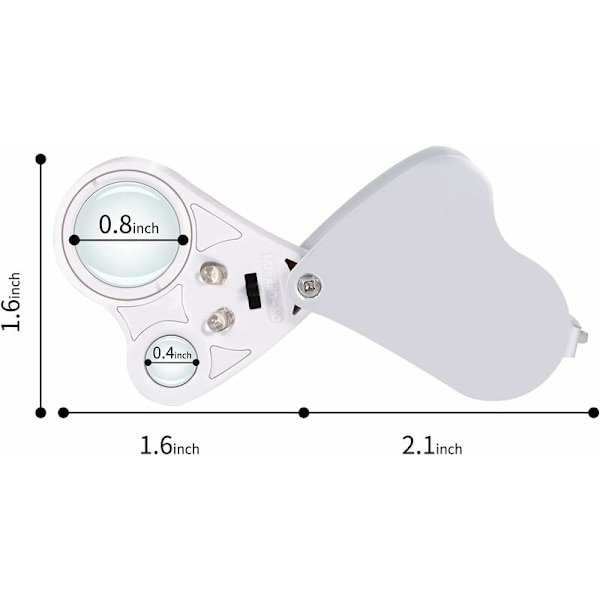 Bärbar belyst LED-upplyst smyckeslupp 30X 60X Handhållen D