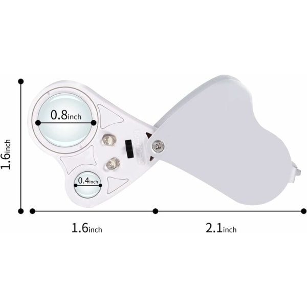 Kannettava valaistu LED-valaistu korujen suurennuslasi 30X 60X Kämmentietokone Kaksilinssi Silmäsuurennus Suurennus Mikro Mikroskooppi Avaimenperällä Ja Lanyardilla