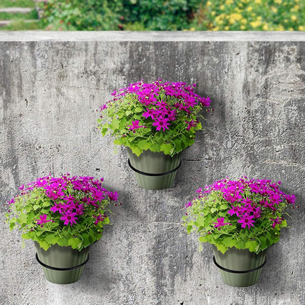 Väggkrukhållare i metall för blomkrukor, krukringhållare, blomkrukebricka, stativ för blomkrukor, för uteplats, balkong, trädgård