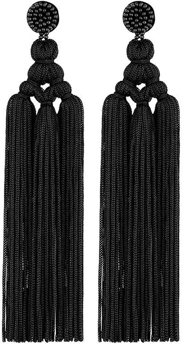 Lange vevde dusk øredobber store boho statement dusk lag øredobber