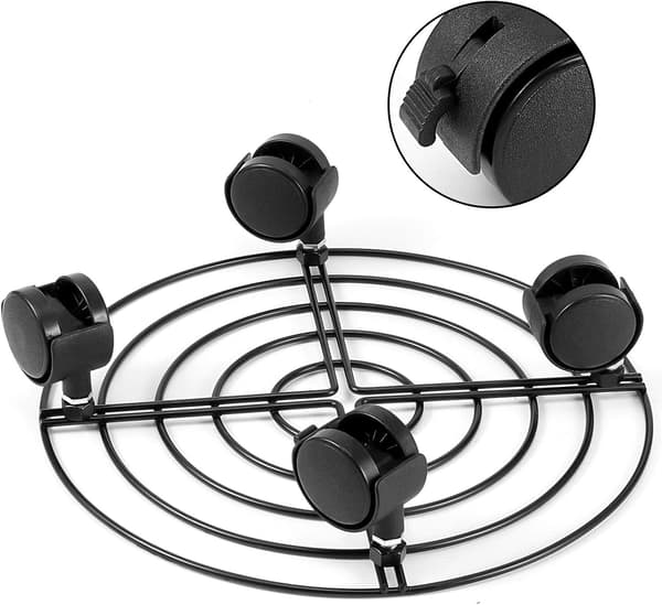 1-pack 30 cm svart metall växtställ med bromshjul, flyttbart