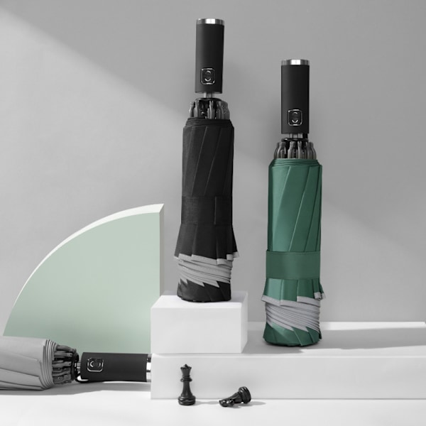 1 pakke paraplyer med reflekterende striber - sammenklappelig paraply - gaver til mænd og kvinder - sikker parasol til udendørsrejser om natten (grøn)