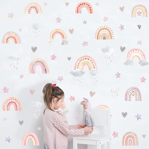 En set Rainbow Stars Rain Wall Decals Wall Stickers for Living