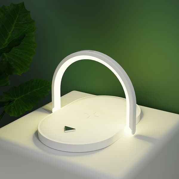 Hjerteformet hodelykt Trådløs lader Induksjonslampe USB Strøm Hvit