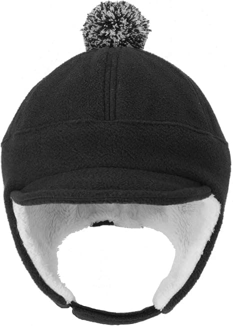 Vinterhat til småbørn med øreklapper Baseball Hat Visor Fleece C