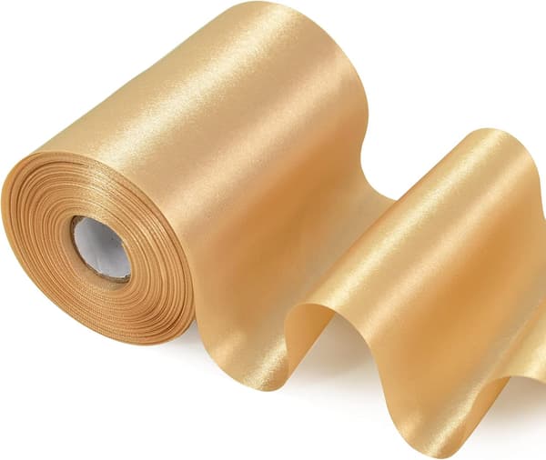 Gullbånd 10 cm x 25 m, Solid Fabric Ribbon Decoration for Weddin