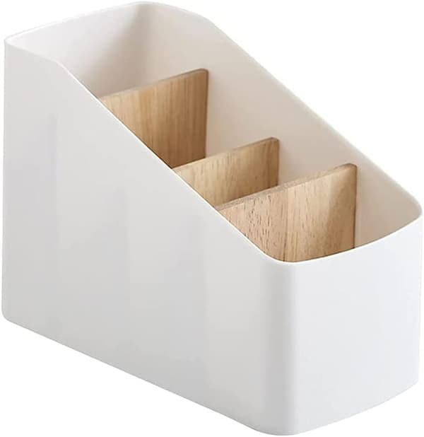 Fjernerbar bambus opbevaringsboks med 4 rum, 9,1*18*12,7cm