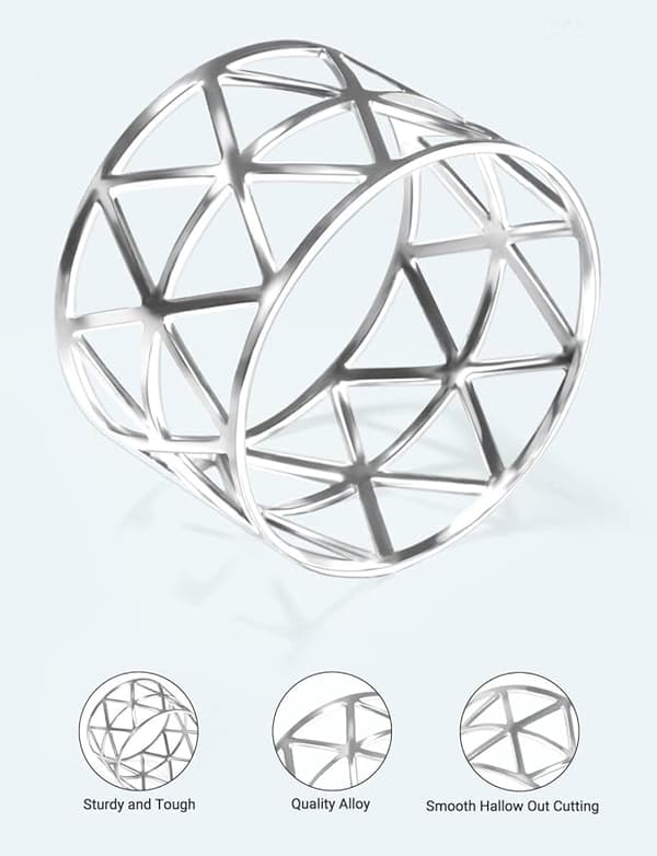 12 st servettringhållare silver ihålig design dekoration middag bröllop
