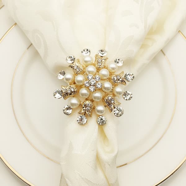 12 stk. blomsterperle diamant servietringholder, brugt