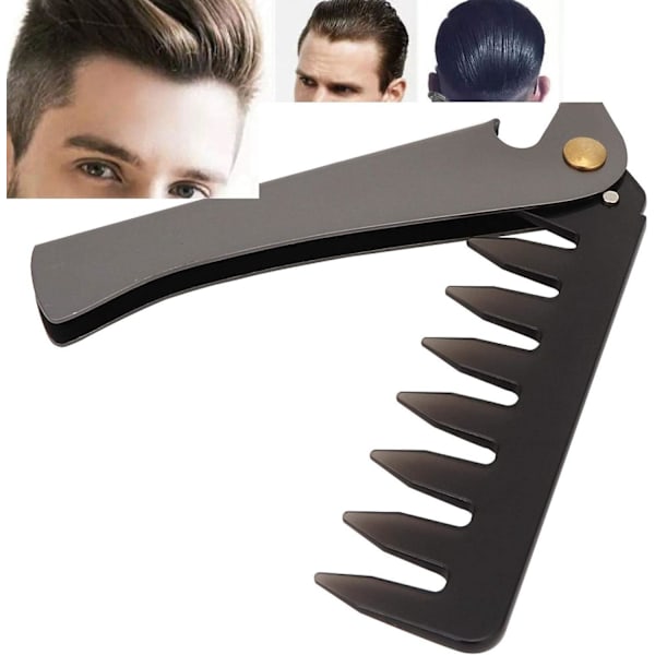 Foldbar frisørkam, bredtannet kam, hårbørste, bred kam, barberkam, frisørkam, varmebestandig antistatisk kam (store brede tenner)