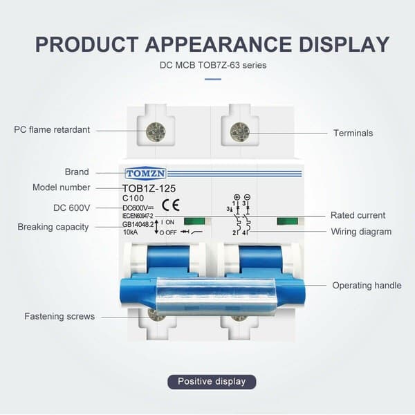 Kretsbryter, DC MCB for Solar PV 2P 125A 600V Kretsbryter PV Batte