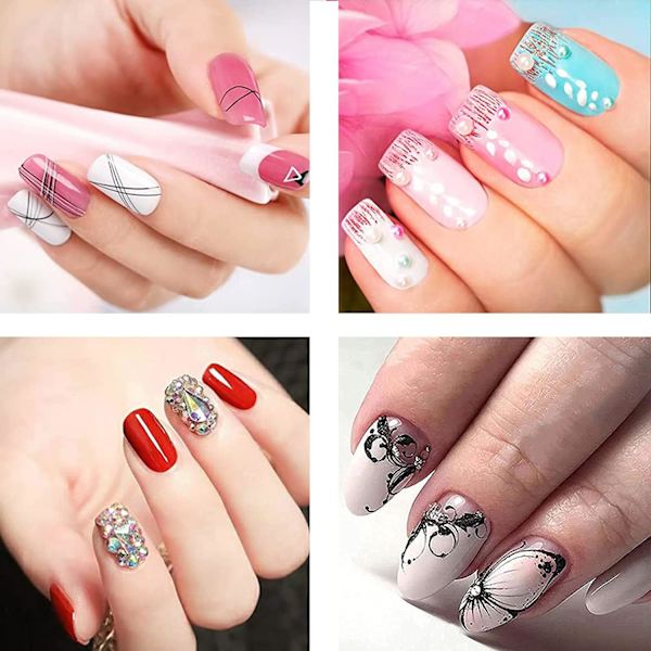 8 stykker neglebørster, neglekunstbørste negle, prikkepenne neglekunstværktøj, negledetaljebørstesæt til neglekunstmaleri tegning nylonlinjehårm manicureværktøj