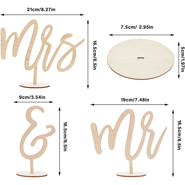 Mr & Mrs skylt för bröllopsbord, rustik vintage träskylt med