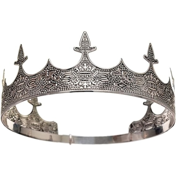 Antik Silver King Crown - Kunglig krona för män för Bal Party Deco