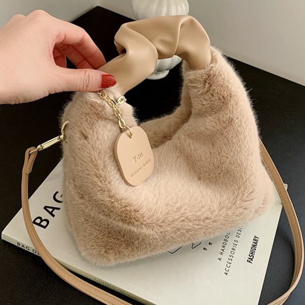 Plissert kvinneveske underarm retro casual damer khaki