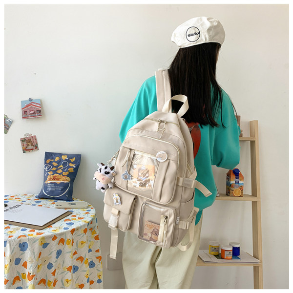 Kawaii ryggsäck med stift Kawaii skolryggsäck söt estetisk B