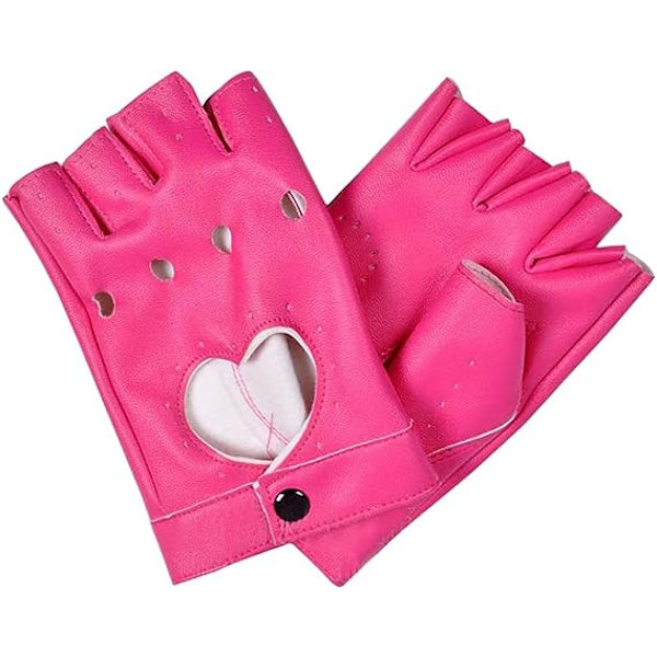 Punk Fingerless Dance Glove för kvinnor, Jazz Style Glove, PU Leath