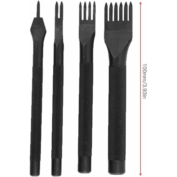 4 st Klor Läderhantverk Verktyg Stift Hål Punch Set Diamant Snörning Sömnad Mejsel för DIY Hantverk Konst Läder Sömnad(5mm)