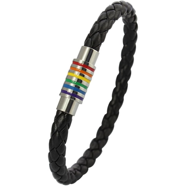 2ST Titanium rostfritt stål Magnet Rainbow LGBT Pride Hand Brai