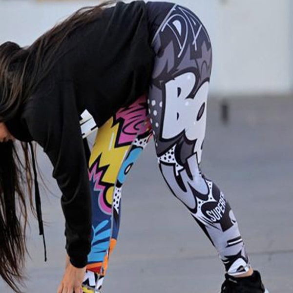Kvinnor Digital Tryck Träning Leggings Hög Midja Push Up M