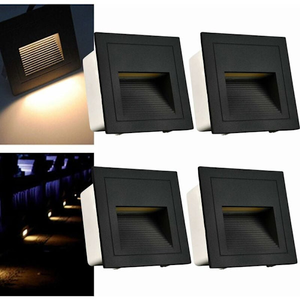 3W LED indbygget væglampe firkantet trappe lys (varm hvid) Be