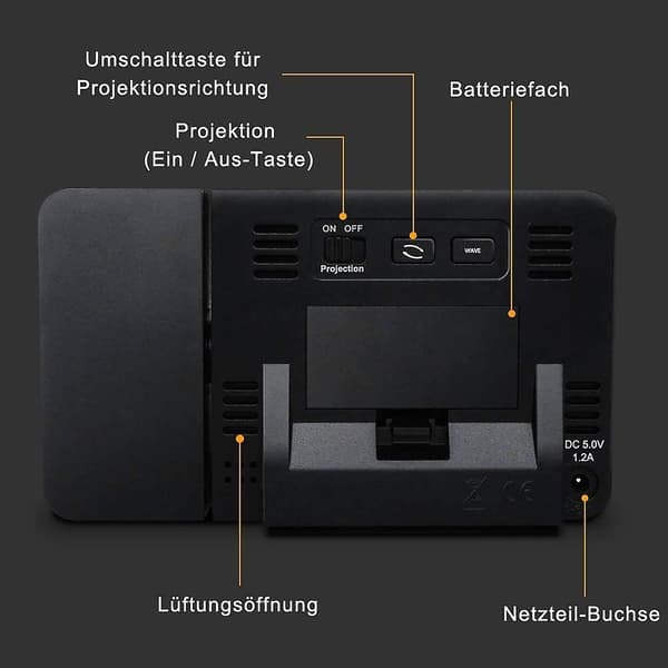 Projektio-herätyskello Matkustusherätyskello Projektiolla USB-liitäntä