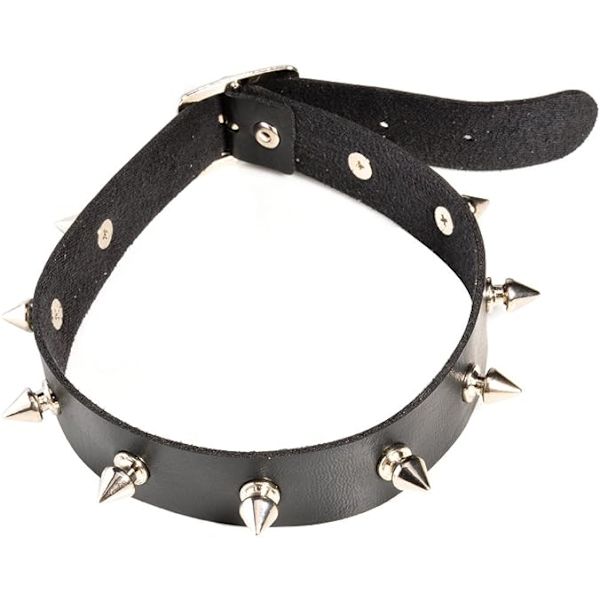 Vintage Punk Goth Studded Rivet Pu Lær Krage Choker Halskjede