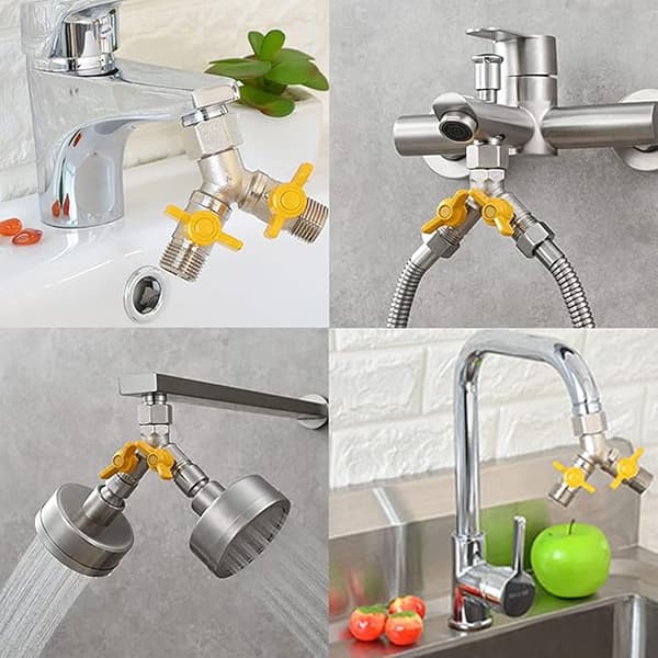 1/2\" Messing Y Bryterventil, 2-veis Kran Splitter Y-Distributør, Gassventil Splitter, Messing Slangesplitter, For Dusjhode, Dusjarm