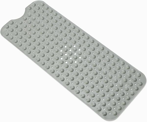 Sklisikker badematte med sugekopper for badekar og dusj, 40×100cm, grå