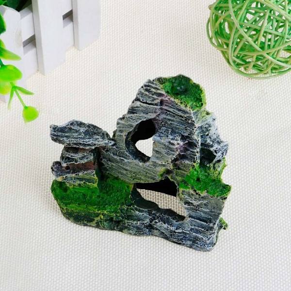 1 pakke harpiks akvarium fjellformasjon gjemmested hule stein dekor undervanns S