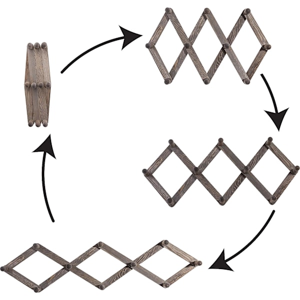 10 Rusty Gray Wood Retractable Accordion Nail Hangers