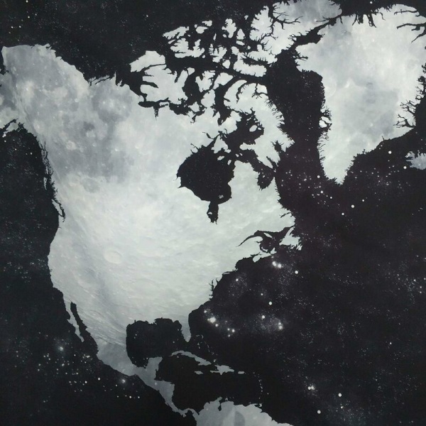Världskarta Gobeläng Vägghängande Mandala Bohemian Black White Tape