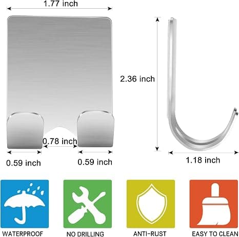 Holder Shaver Hook Hanger Stand(2 Pack)Selvklæbende Rustfrit Stål Heavy Duty