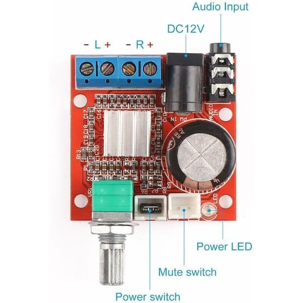 Mini Digital Forstaerker Modul PAM8610 Chip 2 x 10W Audio Kapacitor